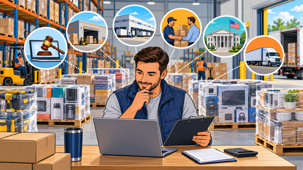Reseller comparing different sources for purchasing wholesale liquidation pallets